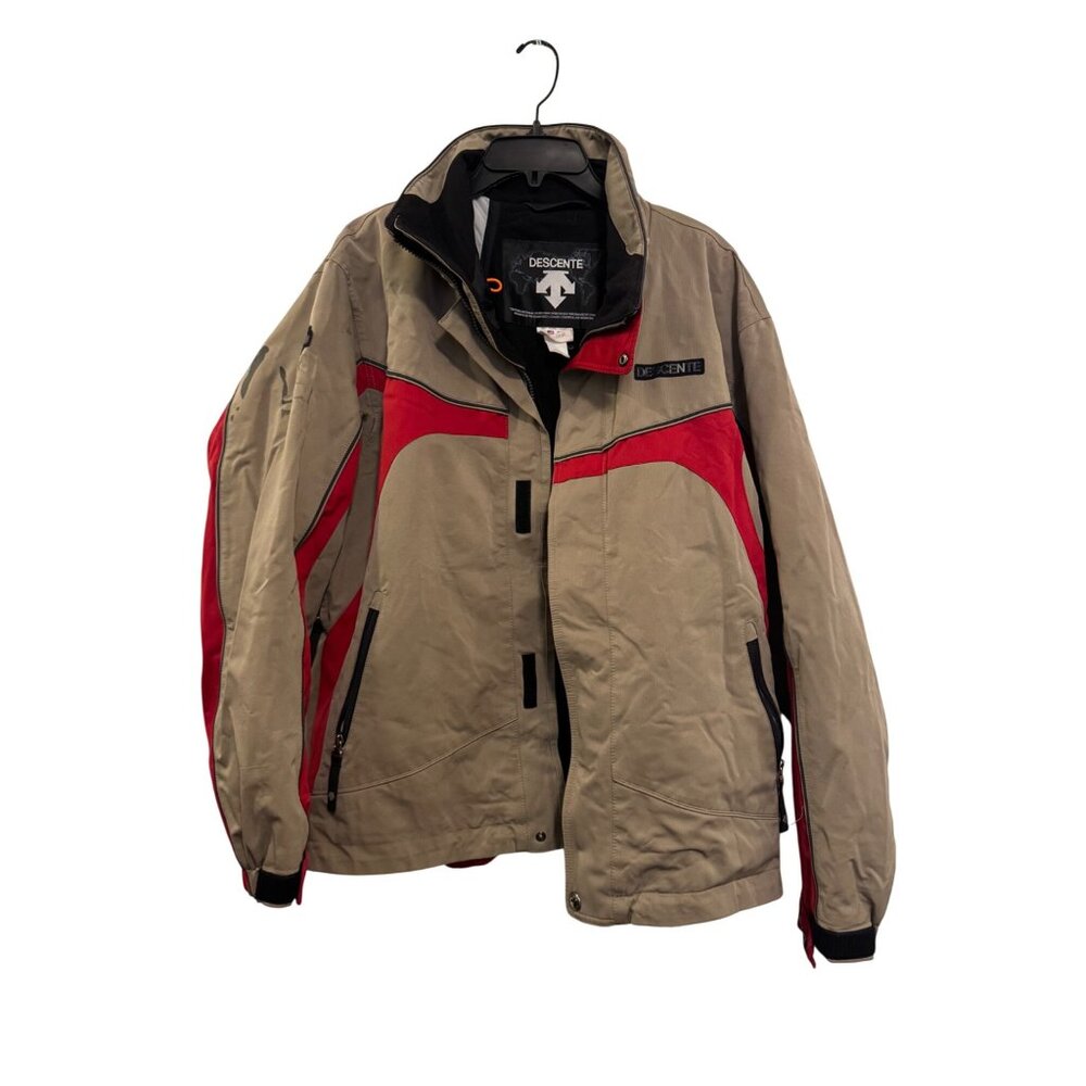 Vintage Descente Functional Sports Jacket Mens M Beige/Red Full Zip Winter Ski C
